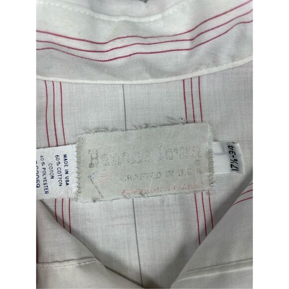 Vintage Western Pearl Snap Shirt Mens 17.5 White Red Stripe Long Sleeve Cowboy - Picture 4 of 11